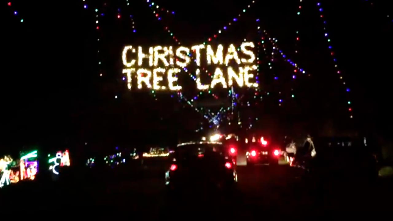 Photo of Christmas Tree Lane at night